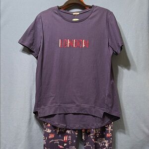 Navy Blue London' Graphic Pajama New Size L